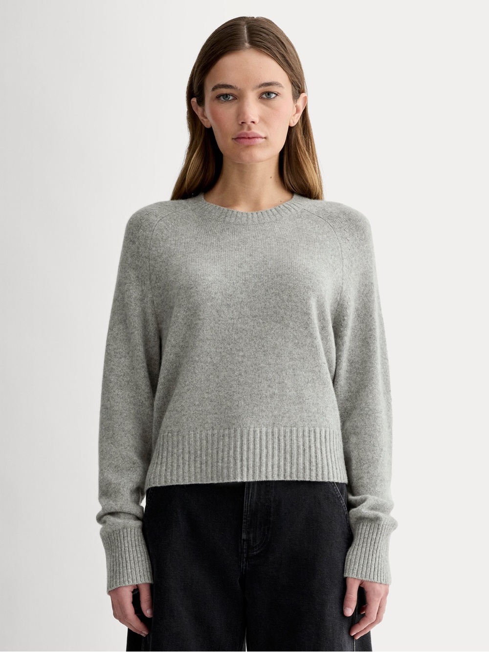 Everlane The Boxy Crew Cashmere Light Grey Crewneck Sweater Capsule Fall | M